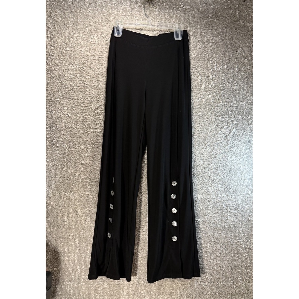 Last Tango Button Wide Leg Palazzo Dance Stretch Pull On Pants Black S Boho